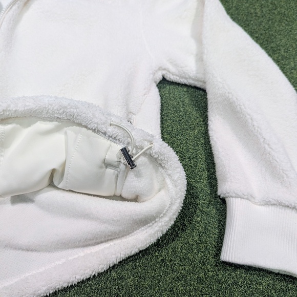 Greyson Eira Sherpa 1/2 Zip Pull Over in Dove White/Dogwood flower embroidery - Picture 5 of 8